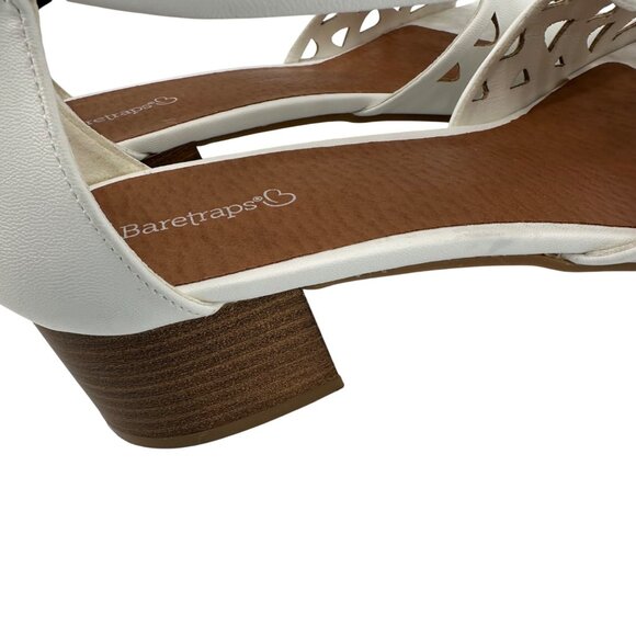 Baretraps Womens White Laser Cut Open-Toe Sandals Zipper Block Heels Size 10 - Picture 7 of 12